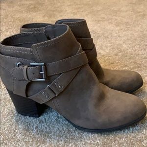 Tan buckle booties size 8